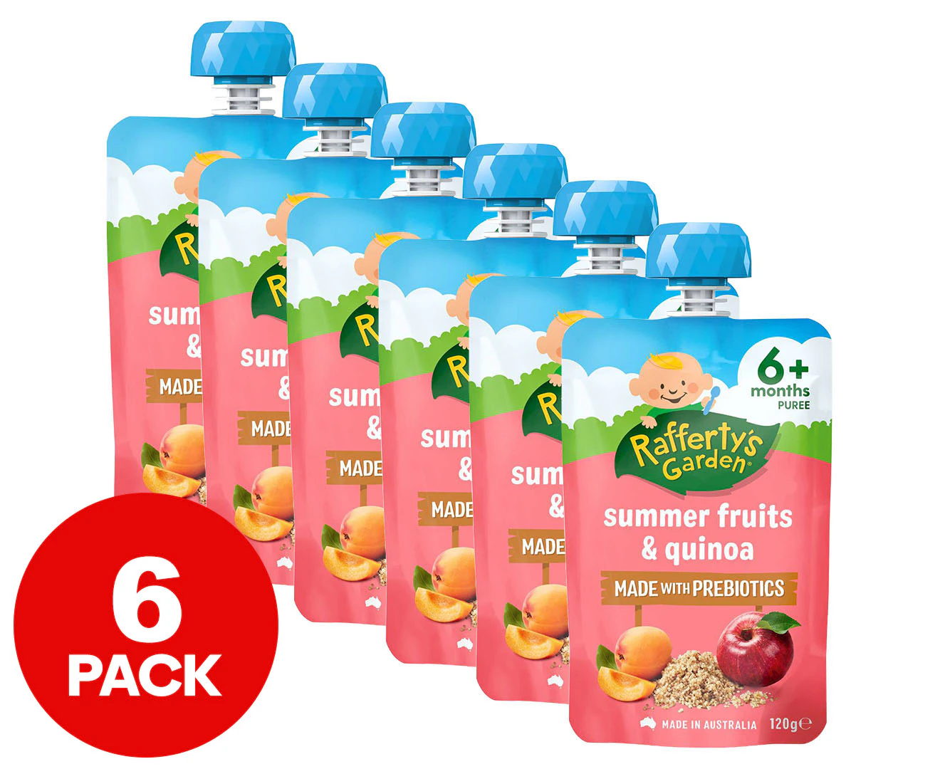 6 x Rafferty's Garden Puree Baby Food Summer Fruits & Quinoa 120g