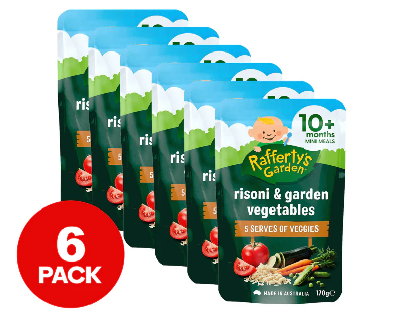 6 x Rafferty's Garden Lumpy Baby Food Pouch Risoni & Garden Vegetables 170g