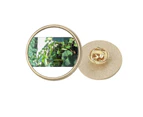 Lotus Lake Pool Art Deco  Fashion Round Metal Golden Pin Brooch Clip