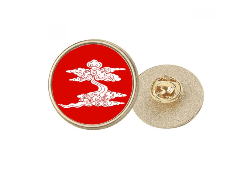 Meaning Auspicious Beautiful Life Round Metal Golden Pin Brooch Clip
