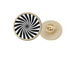 Illusion Lines Cyclically Repeating Waves Round Metal Golden Pin Brooch Clip