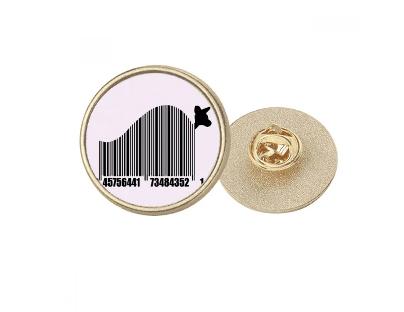 Kangaroo Barcode Body Jump Round Metal Golden Pin Brooch Clip