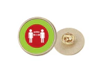 Keep Away Safe Distance Isolation Round Metal Golden Pin Brooch Clip