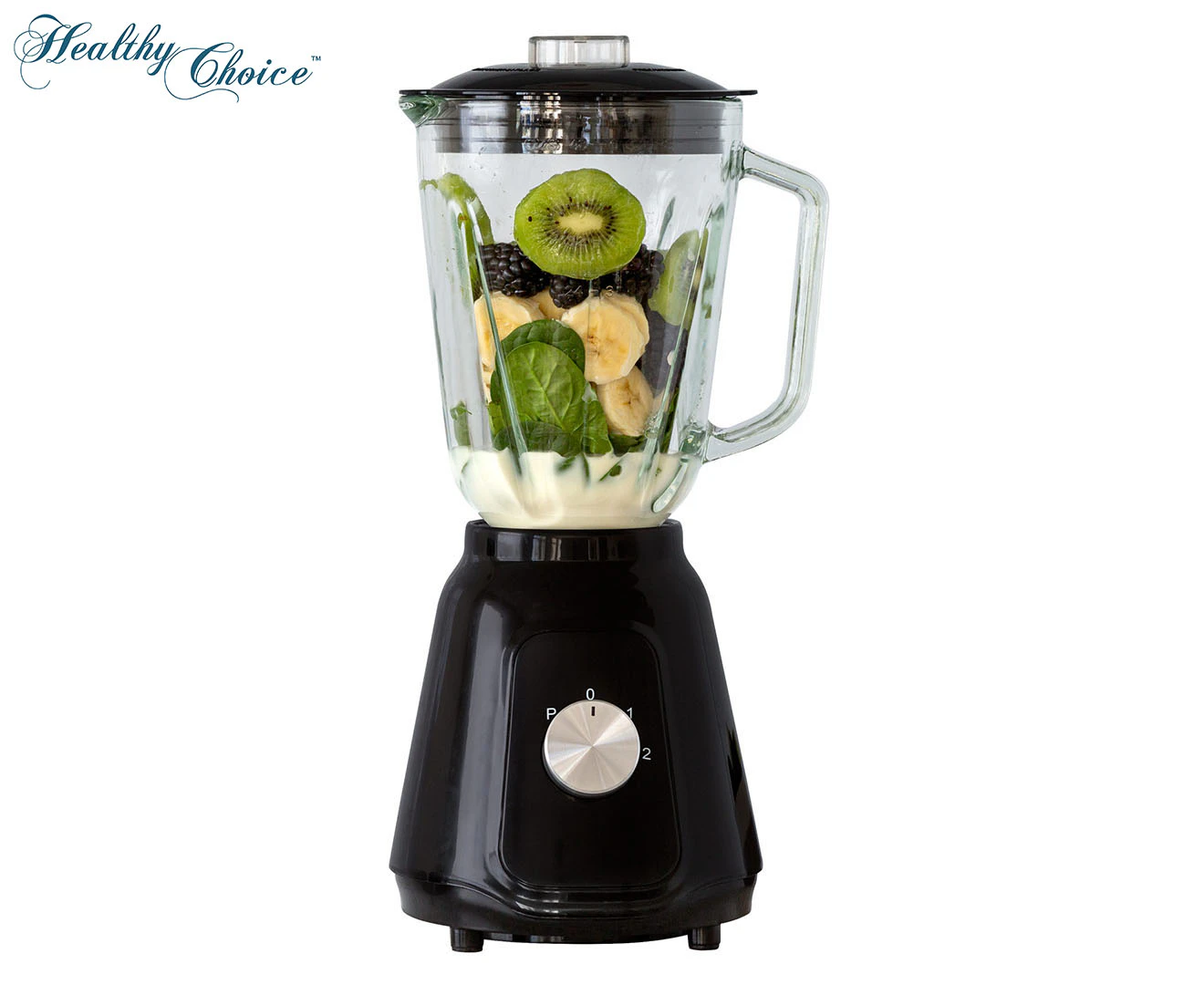 Healthy Choice 500W Glass Blender with Two Adjustable Speeds 1.5L - Black