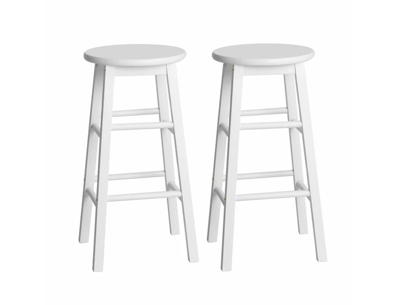 My Best Buy -  Artiss Set of 2 Beech Wood Backless Bar Stools - White- Free Postage