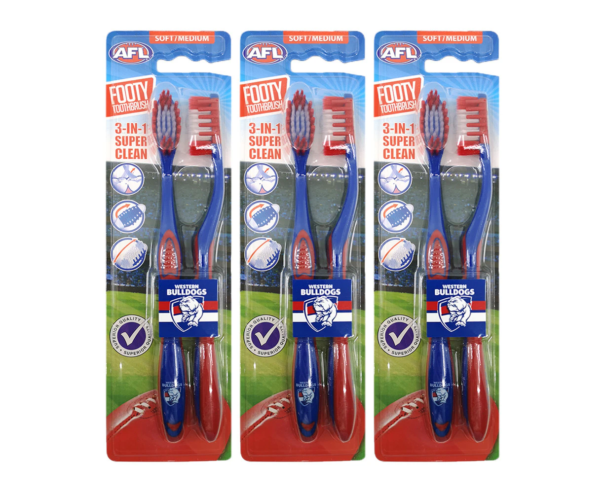 6pc AFL Soft/Medium Toothbrush Oral Care Western Bulldogs Kids/Adults 6y+