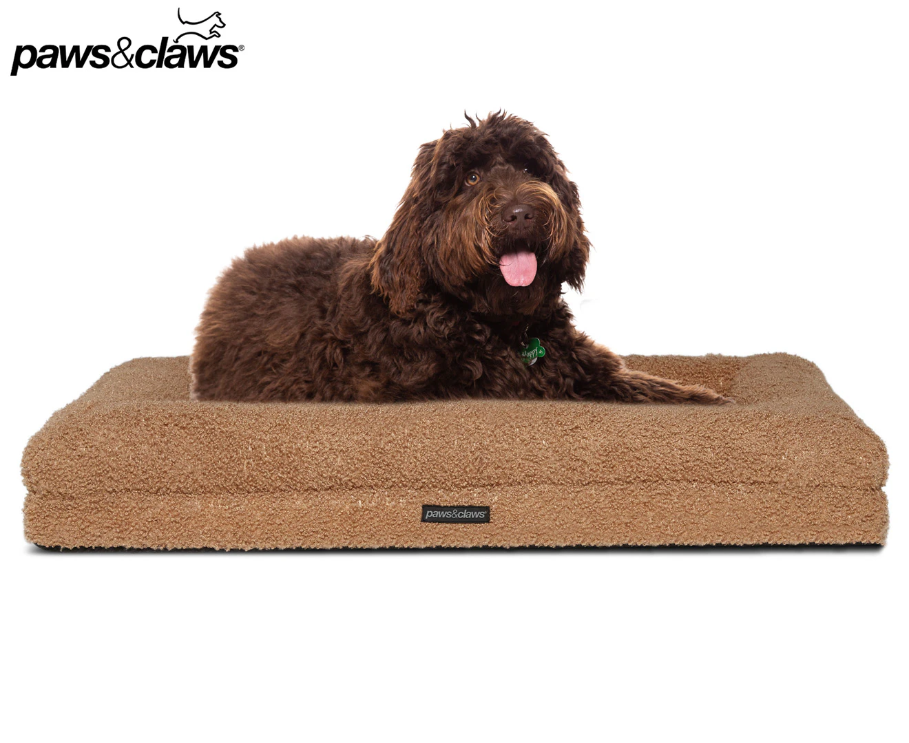 Paws & Claws 103x76cm Winston Orthopaedic Foam Walled Boucle Pet Bed - Camel