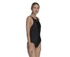 Adidas Women's Solid Tape One-Piece Swimsuit - Black/White