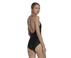 Adidas Women's Solid Tape One-Piece Swimsuit - Black/White
