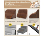 Costway 3-Tier Pet Ramp 3 Steps Stairs Non-Slip Cat Puppy Climbing Ladder w/Pet Hair Remover Washable Cover, Coffee