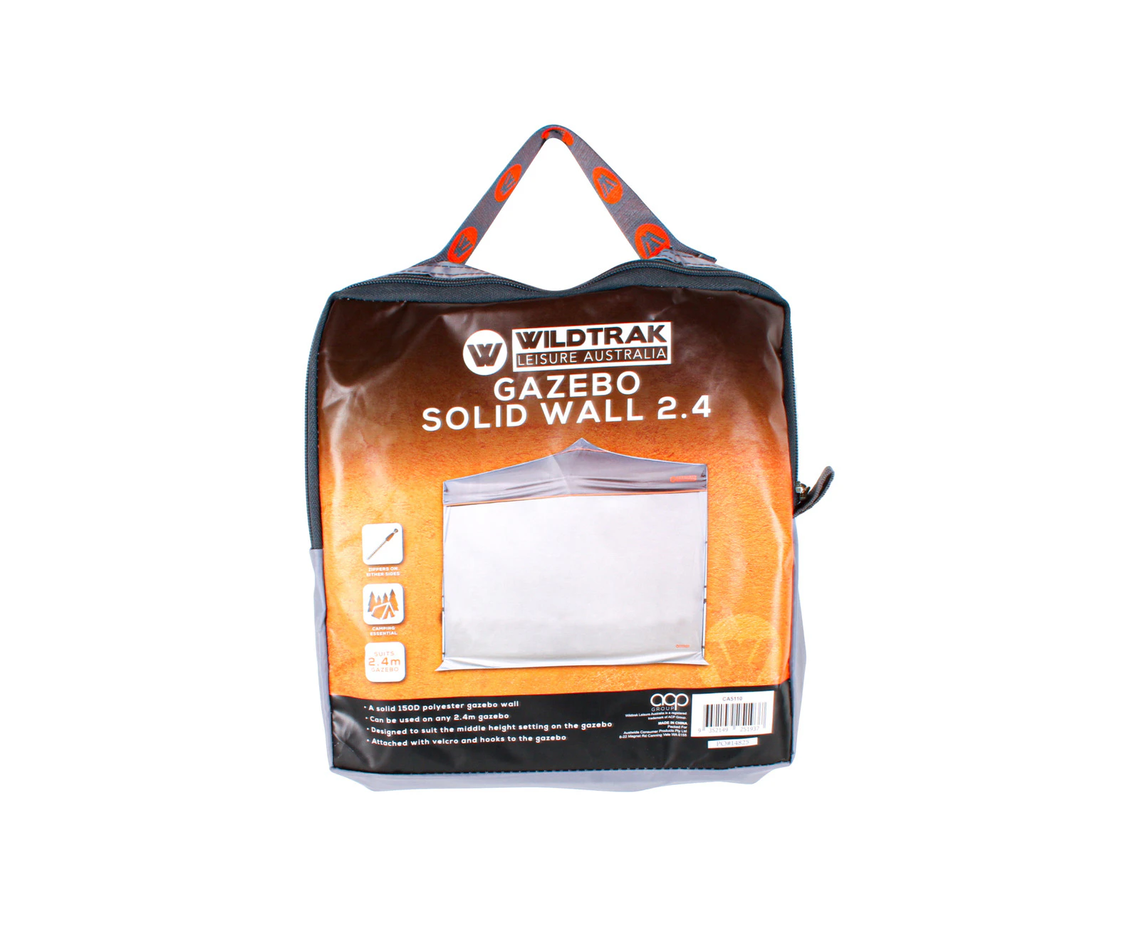 Wildtrak Solid Wall 2.4 Cover Accessory For Outdoor Camping 2.4m Gazebo Grey