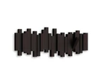 Umbra Sticks Multi Wall Hooks 5 Flip Down Wall Mounted Cloths Hat Coat Rack Storage - Espresso