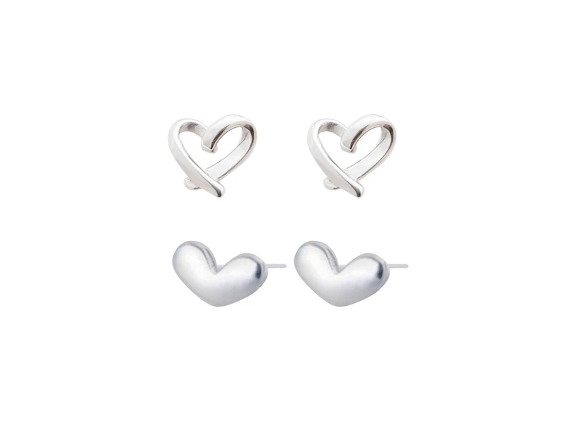 4pc Culturesse 6mm Little Heart Set Stud Earrings Jewellery Sterling Silver