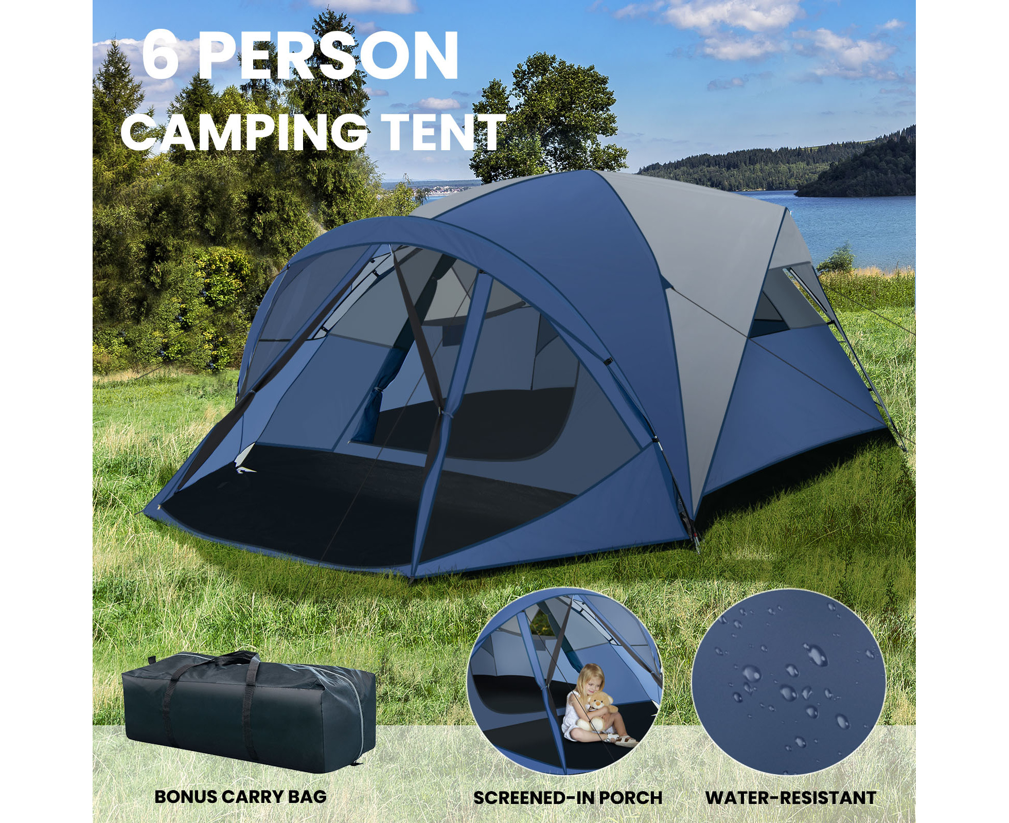 6 person clearance tent with porch