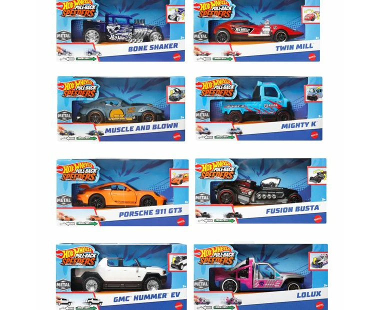 Hot Wheels Pull Back Speeders In 1:43 Scale Single Assorted