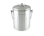 Davis & Waddell 5L Kitchen Compost Bin with Ventilated Lid Stainless Steel Food Waste Trash Bin