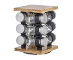 Davis & Waddell Spice Rack with 12 Jars Rotating Seasoning Rack Organiser for Kitchen