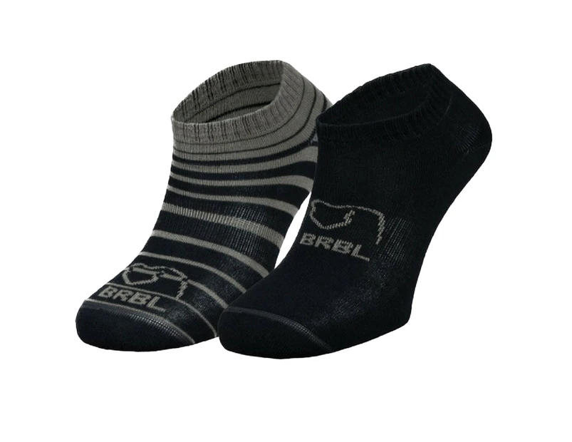 2pk BRBL Baloo Ankle Socks Low Cut MADE IN ITALY - Dark Grey/Mid Grey - L