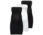 Maternity Strapless Mini Slip Dress/Skirt - 3 Pack - 2 Black 1 White