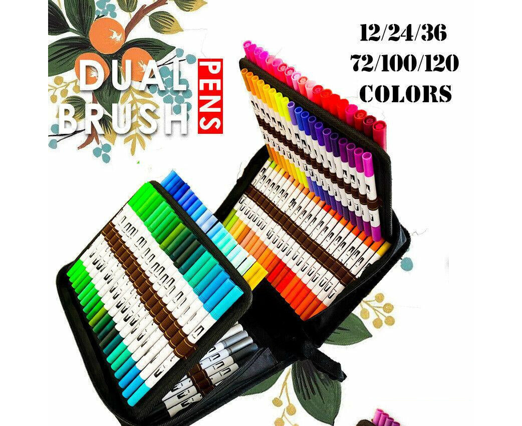 12-120 Color Art marker Watercolor Pen Brush Markers Dual Tip