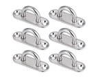 6Pcs 5mm Metal Eye Plate Oblong Pad Marine Boat Stainless Steel Fixing Buckle - Silver