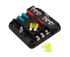 Blade Fuse Box Holder 6 Way Terminal Block with LED Warning Light for Boat-Trike