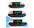 Car LED Temperature Electric Clock Digital Voltmeter Gauge with Light 12V 3 in 1 - Blue