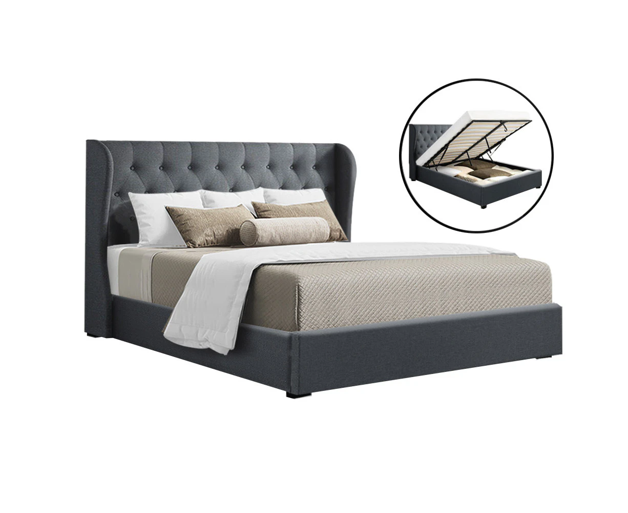 Artiss Bed Frame Queen King Double Size Gas Lift Charcoal Issa