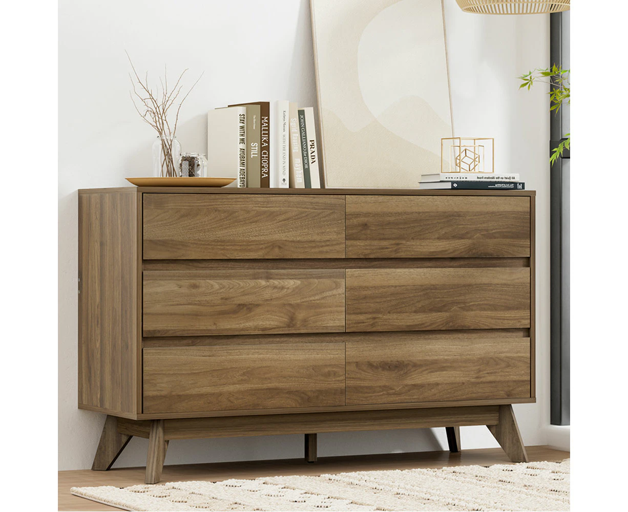 Artiss 6 Chest of Drawers Tallboy Table - XAVI Walnut