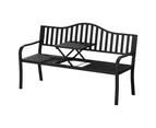 Gardeon Outdoor Garden Bench Seat Loveseat Steel Foldable Table Patio Furniture Black