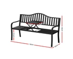 Gardeon Outdoor Garden Bench Seat Loveseat Steel Foldable Table Patio Furniture Black