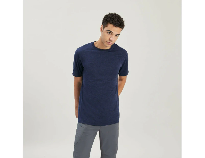 Kathmandu Men's 100% Merino Short Sleeve Crew Top  T-Shirt - Blue Midnight Navy Marle