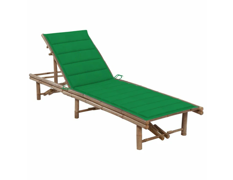 vidaXL Garden Sun Lounger with Cushion Bamboo