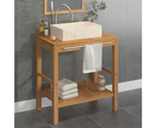 vidaXL Solid Wood Teak Bathroom Vanity Cabinet Black/Cream 132/74 cm Length - Brown