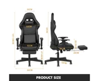 Advwin Gaming Chair Office Chair with Footrest Ergonomic Computer PU Chair 180° Recline Lift Armrest Black