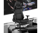 Advwin Gaming Chair Office Chair with Footrest Ergonomic Computer PU Chair 180° Recline Lift Armrest Black