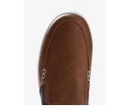RIVERS - Mens Winter Casual Shoes - Loafers - Brown Slip On - Work Footwear - Carter - Stitch Detail Low Top - Contrast Panel - Classic Office Fashion - Brown