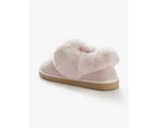 RIVERS - Womens Winter Slippers - Pink Shoes - Slip On - Faux Sheepskin Footwear - Marley - Fluffy - Closed Toe - Warm Fleece Lined - Moccasins - Pink