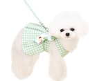 Dog Dress Cute Plaid Dog Dress Harness Leash Set for Small Medium Dog Cats Girl Green Summer Pet Clothes Bowknot Puppy Princess Dresses Holiday Party Cos