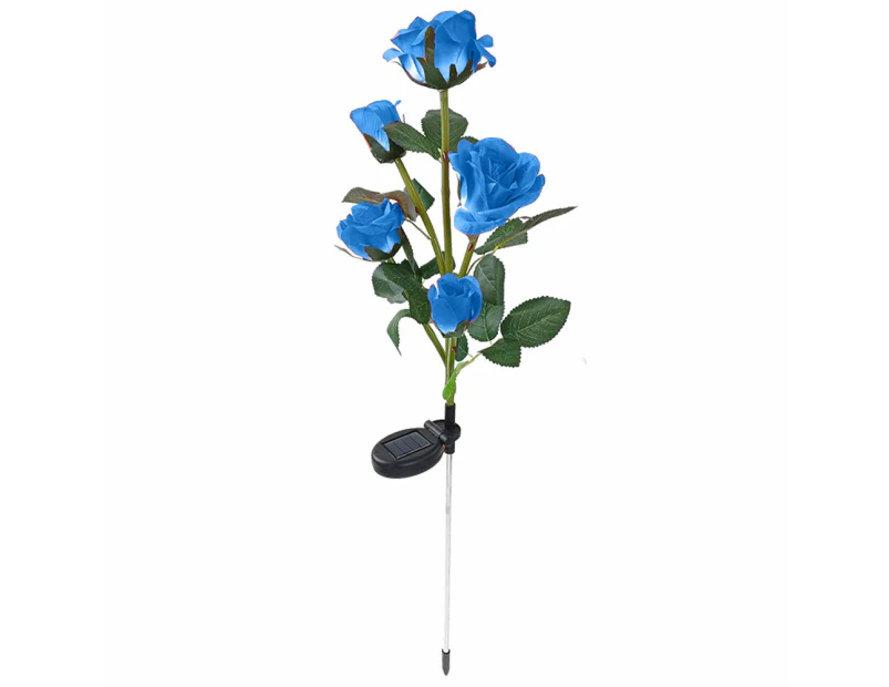 [5 Flowers] Solar Powered Rose Garden Stake Lights, for Outdoor Flower Bed Patio Yard Pathway Memorial Cemetery Grave, Height 75cm
