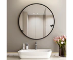800mm Bathroom Mirror Makeup Round Black Aluminum Framed Mirror Wall Mounted with bracket