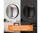 800mm Bathroom Mirror Makeup Round Black Aluminum Framed Mirror Wall Mounted with bracket