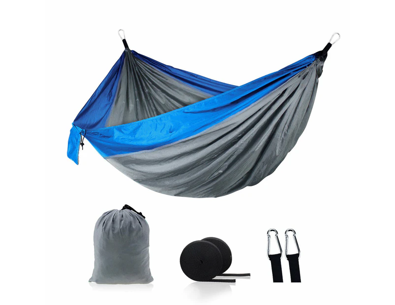 Portable and Lightweight Outdoor Camping Hammock - Grey and Blue