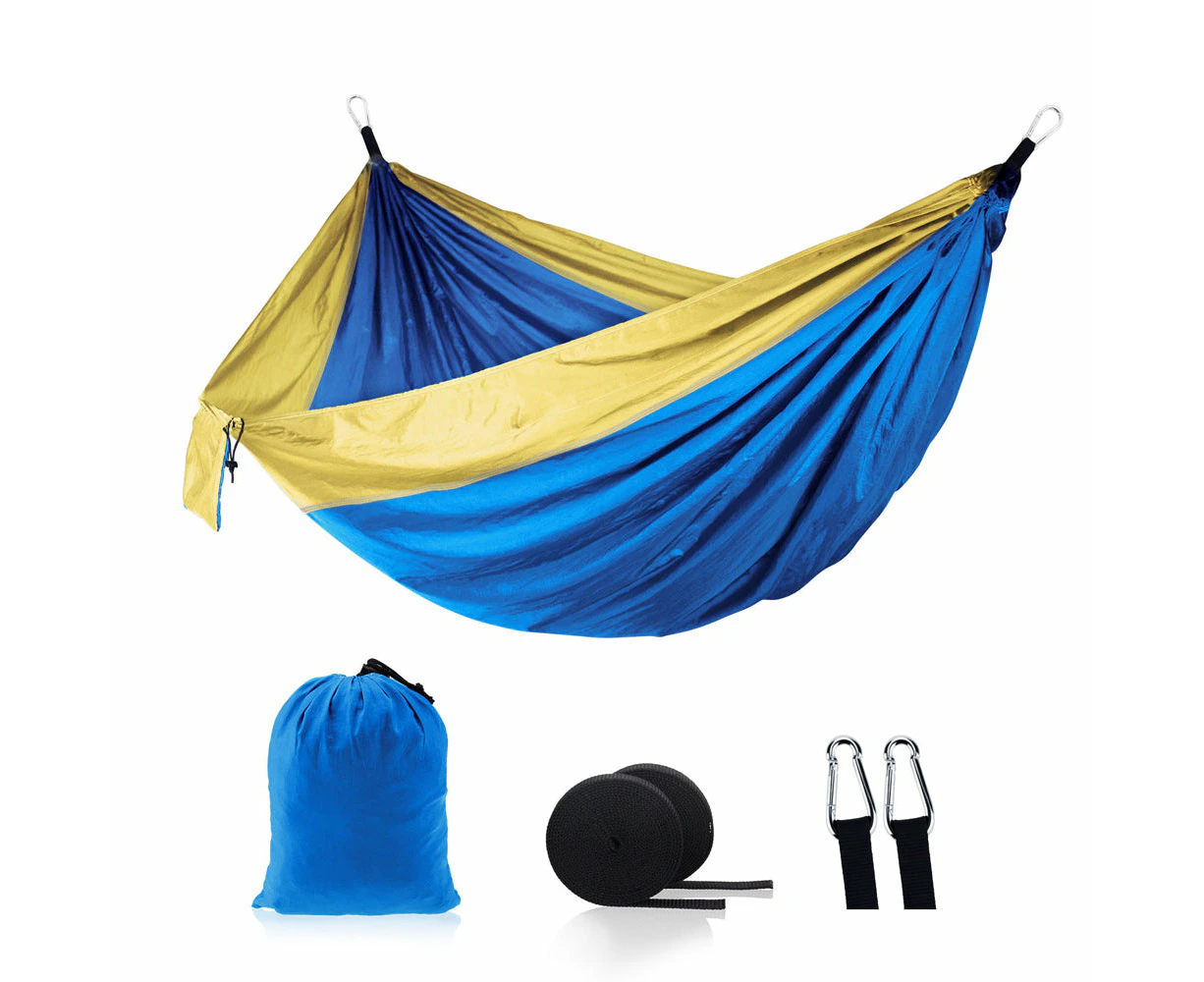 Portable and Lightweight Outdoor Camping Hammock - Blue and Yellow