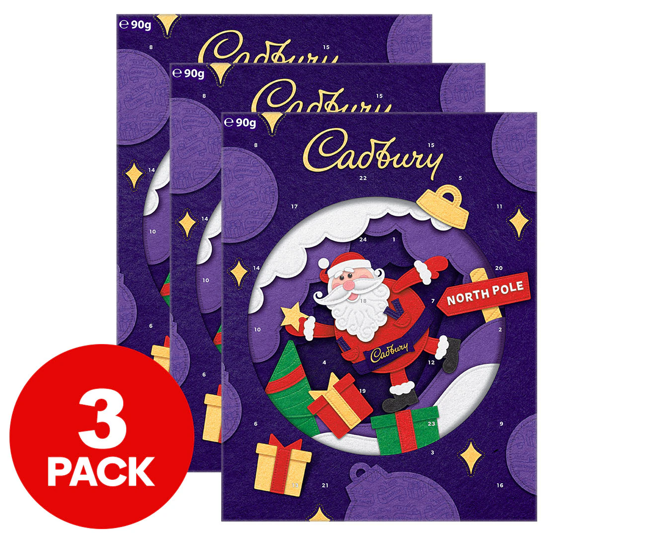 3 x Cadbury Dairy Milk Advent Calendar 90g