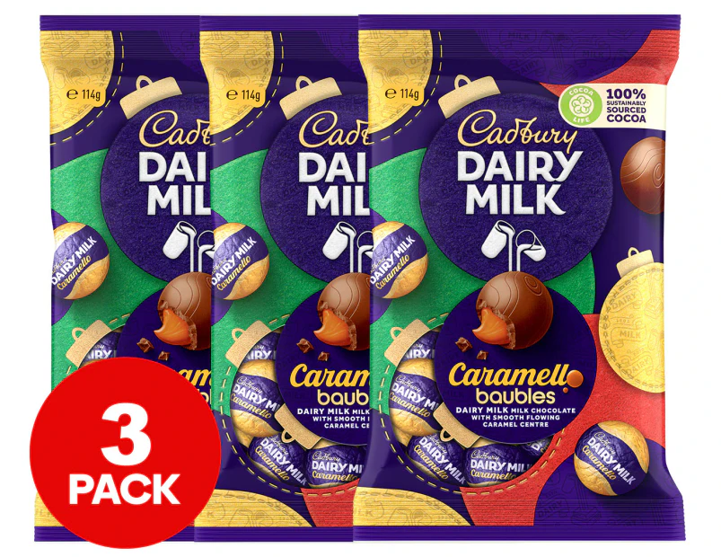 3 x Cadbury Dairy Milk Caramello Baubles 114g