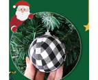 Plaid Ball Ornaments Christmas Decor Fabric Wrapped Balls Xmas Holiday For Home Decoration,Black And White Plaid,24/Box