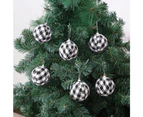 Plaid Ball Ornaments Christmas Decor Fabric Wrapped Balls Xmas Holiday For Home Decoration,Black And White Plaid,24/Box