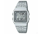 Casio Silver Retro World Time Unisex Digital Watch - A500WA-7DF