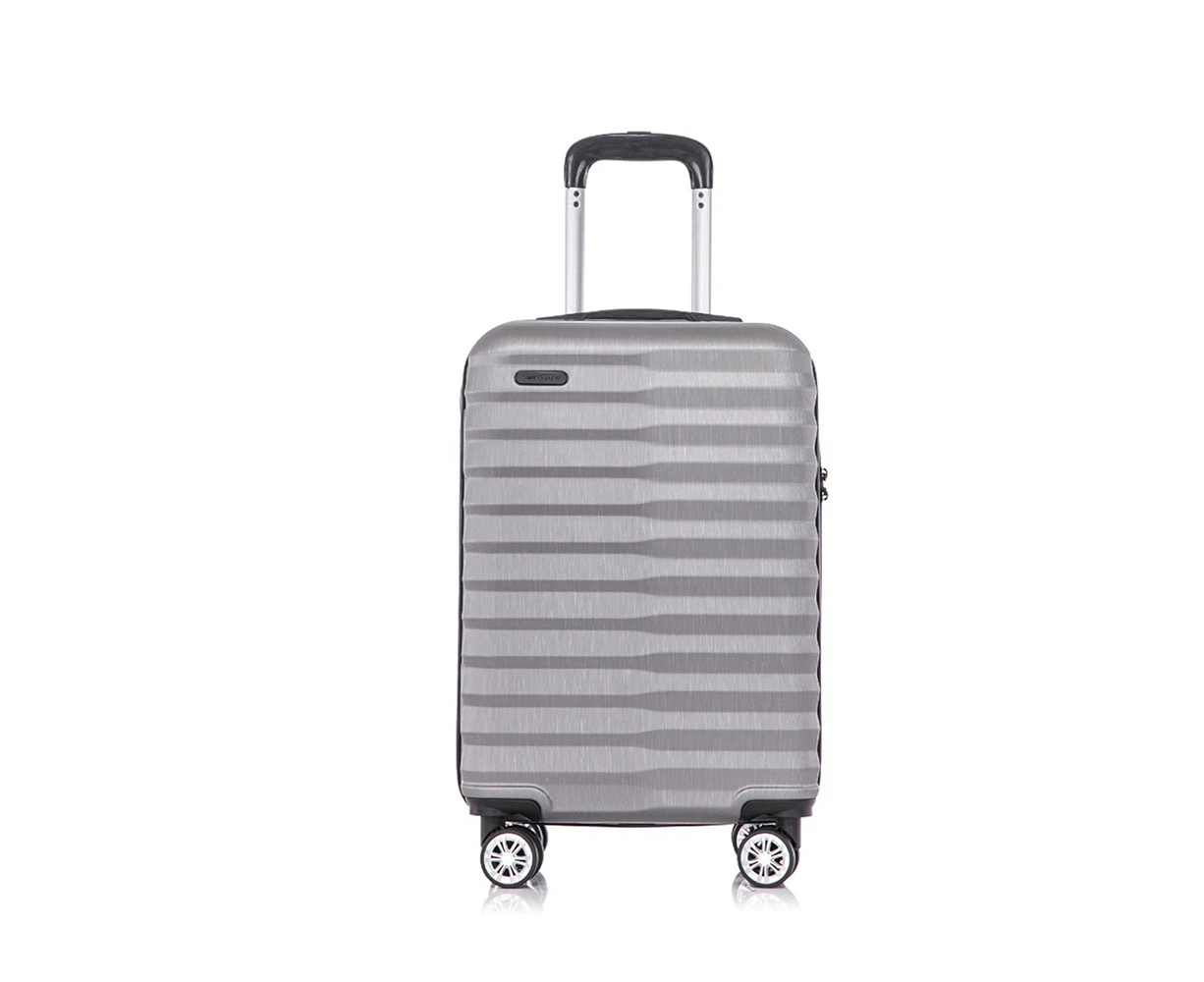 SwissTech Odyssey 43L/56cm Carry On Travel Suitcase Luggage Trolley Silver Grey